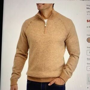 Magaschoni Men  Cashmere 1/4 Zip Mock Neck Sweater S